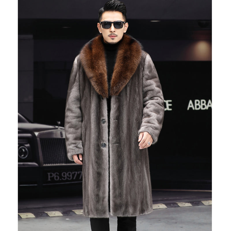 Thick Fur Long Coat Men Autumn Winter New Casual Warm - WOMONA.COM