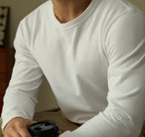 Pure Cotton Basic Style Carbon Brushed All-match Bottoming Shirt