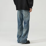 Men's Lightning Crack Blue Jeans - WOMONA.COM