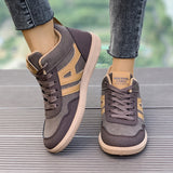 Flat Round Toe Color-blocking Low-cut Skate Shoes - WOMONA.COM