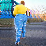 Adogirl Plus Size Side Tassel Holes Jeans - WOMONA.COM