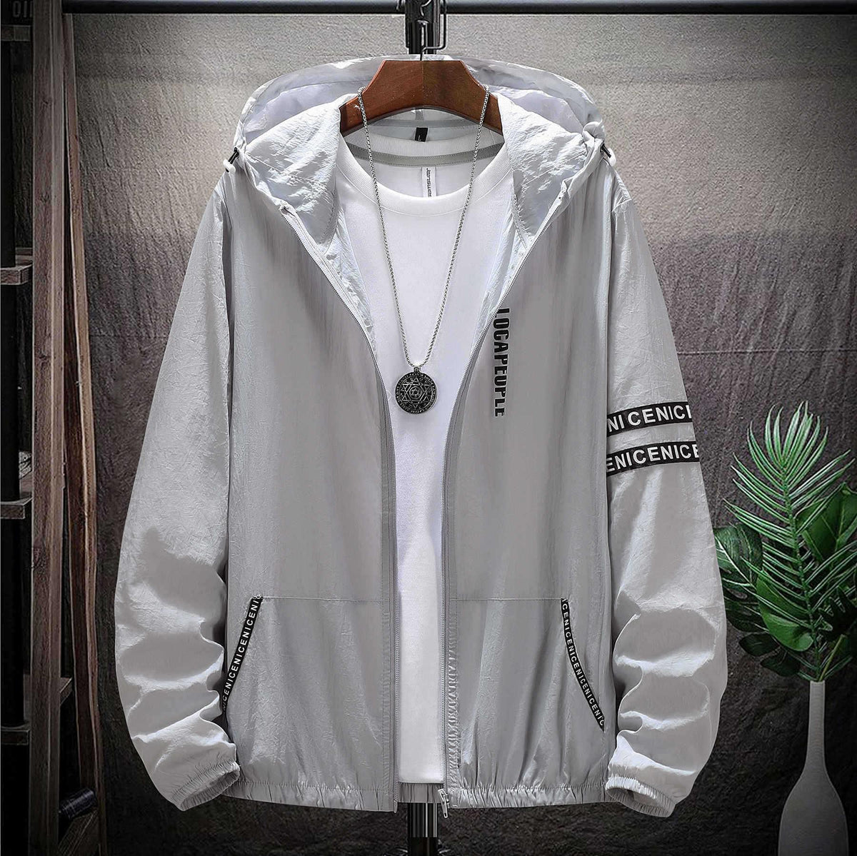 Men's Minimalist Ice Silk Sunscreen Suit Hooded Jacket - WOMONA.COM