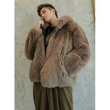 Men's Trendy Faux Fox Fur Coat - WOMONA.COM