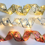 LED Lights Hot Stamping Double-layer Ribbon Christmas Decorations - WOMONA.COM