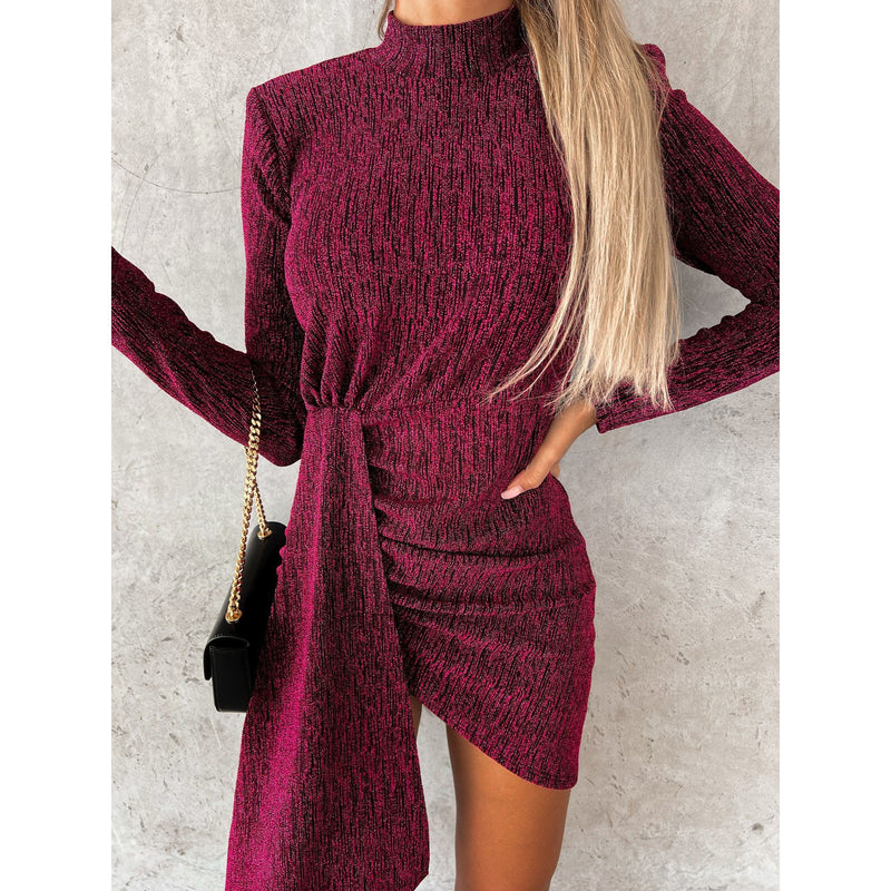 Bronzing Fashion Long Sleeve Dress - WOMONA.COM