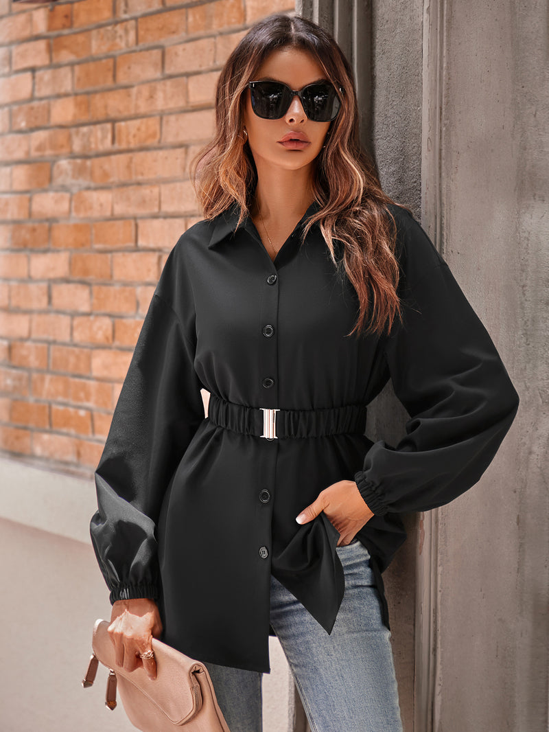 Single Breasted Belt Shirt Coat Women - WOMONA.COM