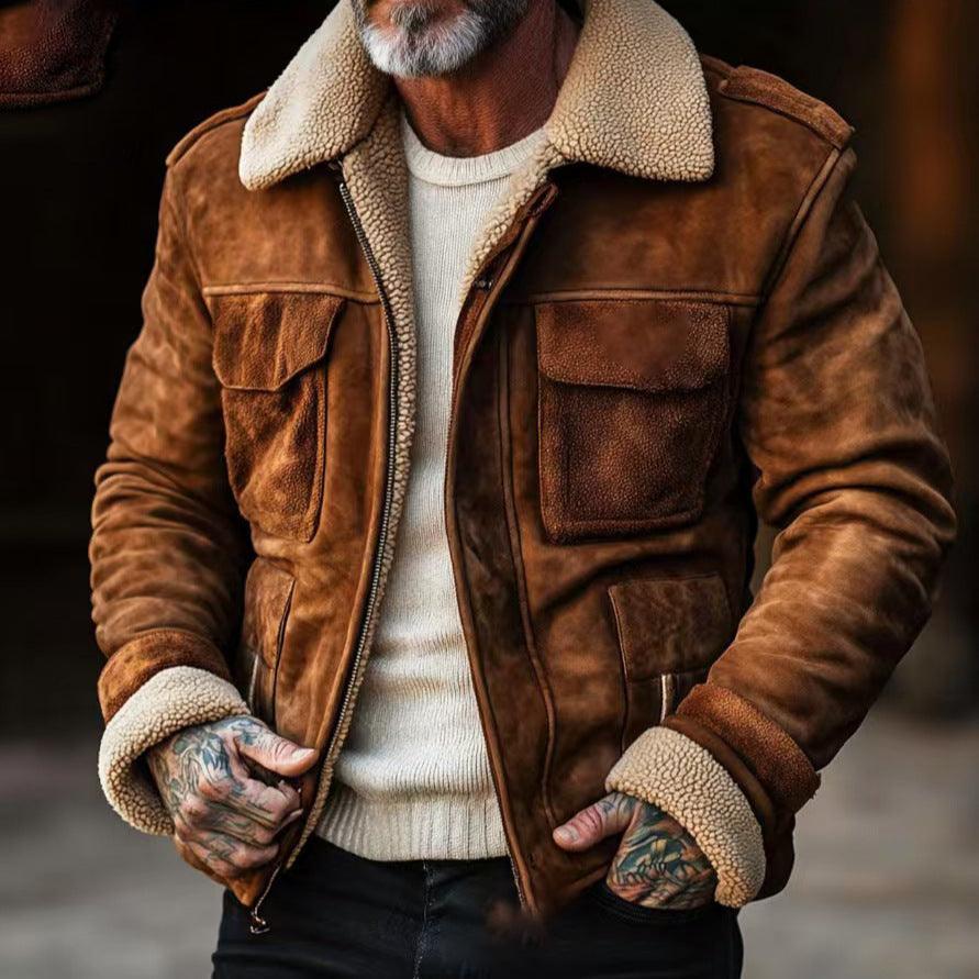 Men's Textured Lapel Zip Jacket