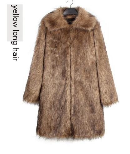 Men's Overcoat Faux Fur Coat Long Trench Coat - WOMONA.COM