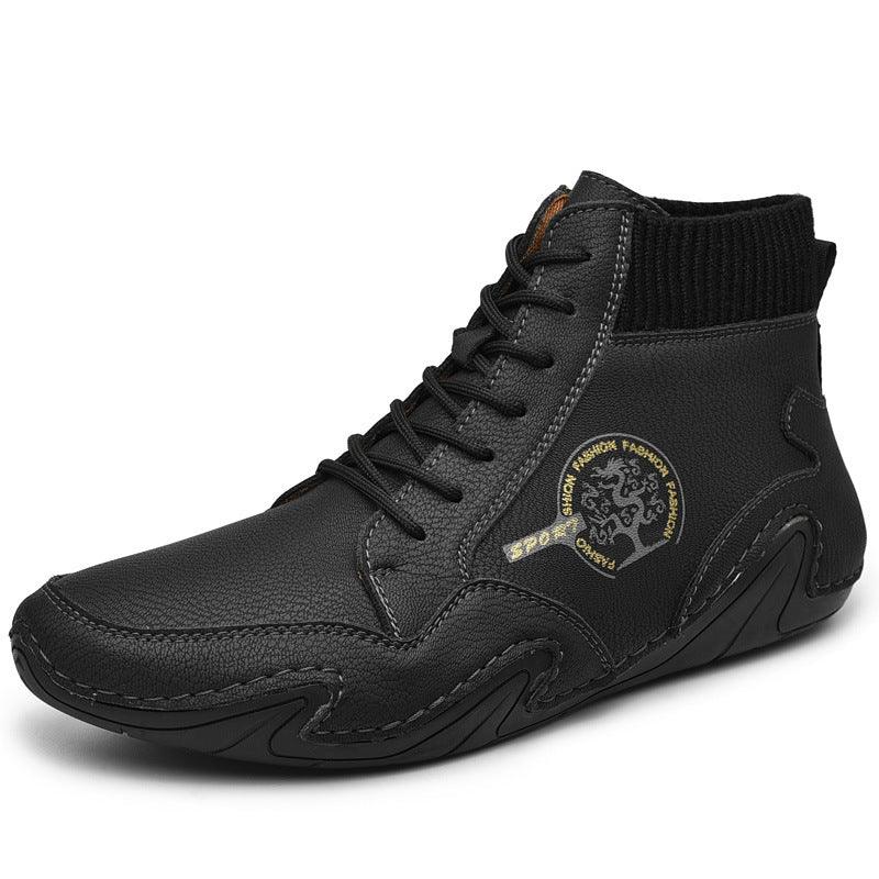 Men Ankle Boots High Top High Quality Flats Shoes - WOMONA.COM