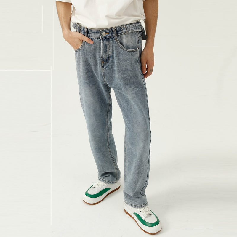 Personality Trend Design Sense Straight Casual Jeans Men - WOMONA.COM