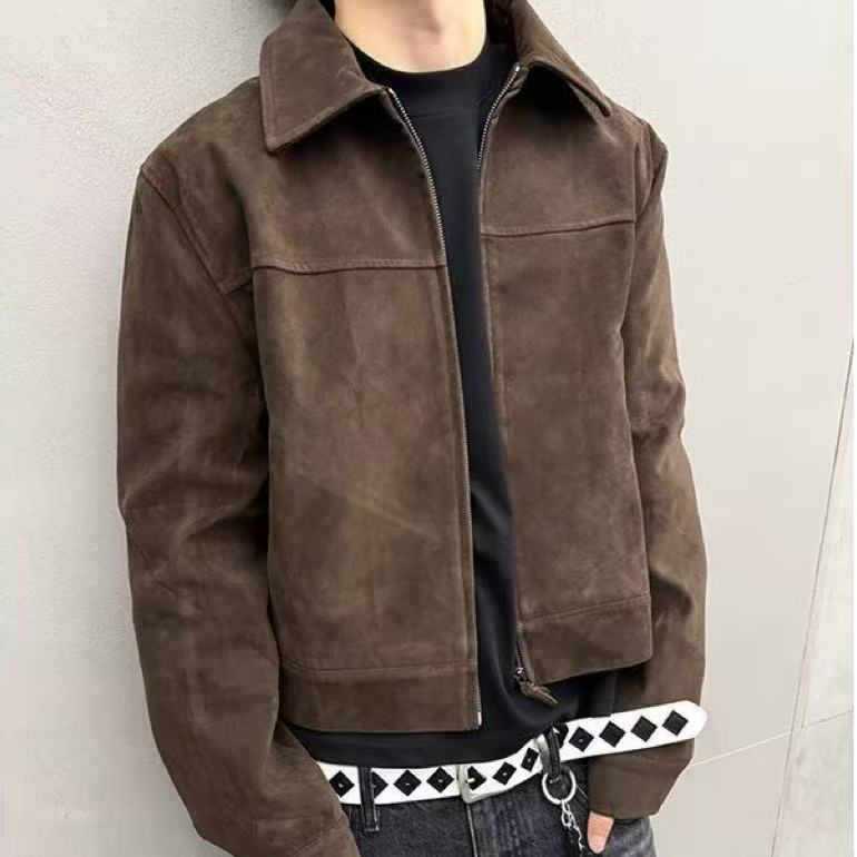 Men's Textured Lapel Zip Jacket - product view 1