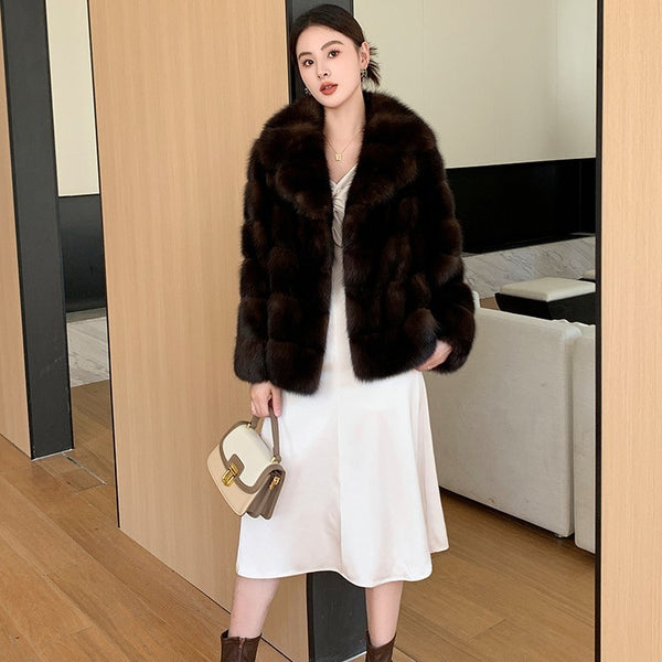 Artificial Fur Purple Sable Thick Warm Jacket - WOMONA.COM