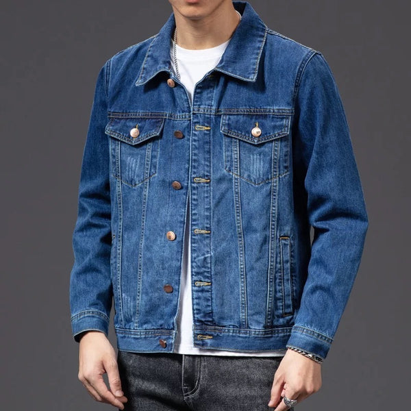 Mens Fashion Slim Fit Denim Jacket Top - WOMONA.COM