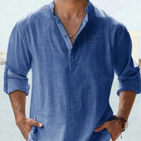 Casual Men's Loose Fitting Shirt With Long Sleeves - WOMONA.COM