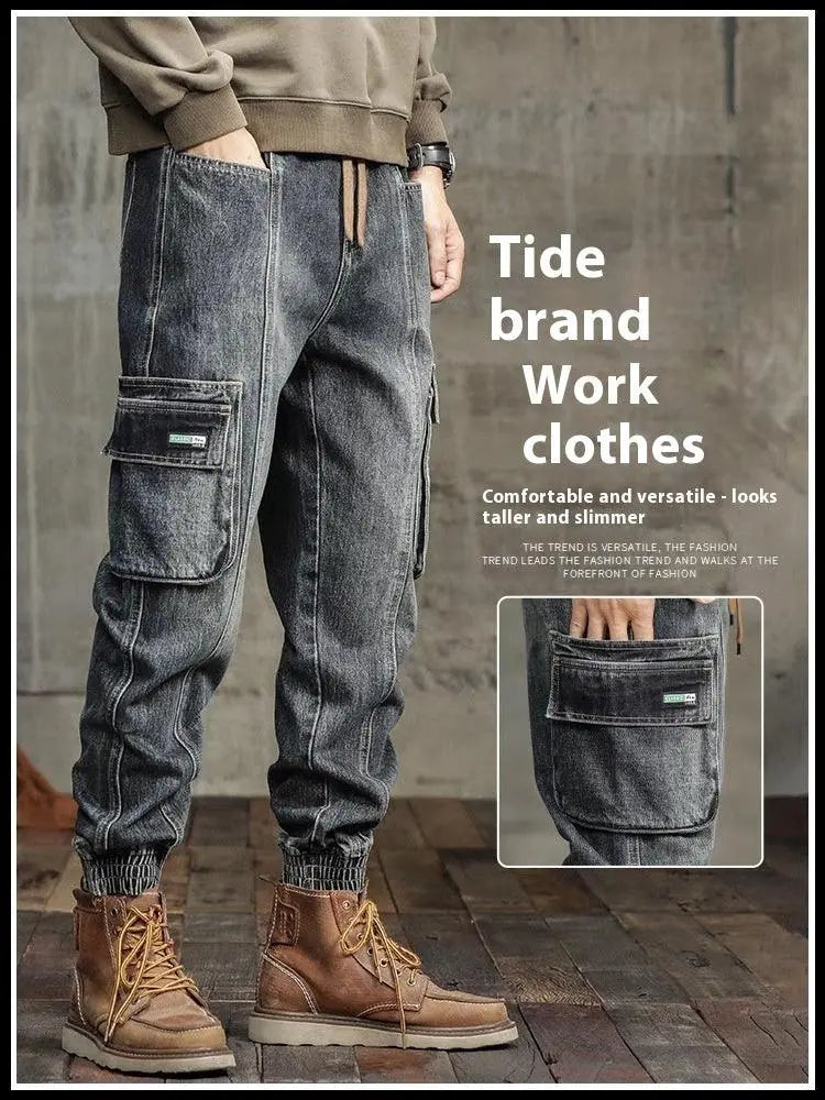 American Retro Ankle-tied Jeans Men - WOMONA.COM