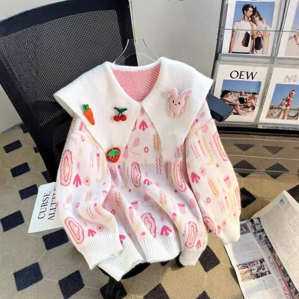 Three-dimensional Design Doll Collar Sweet Sweater Women - WOMONA.COM