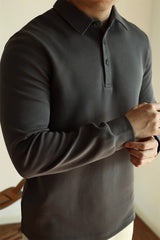 High-end Air Layer Cotton Long-sleeved Polo Shirt