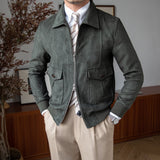 Suede Coffee Bomber Jacket For Man - WOMONA.COM