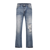 Men's Straight Loose Hole Jeans - WOMONA.COM