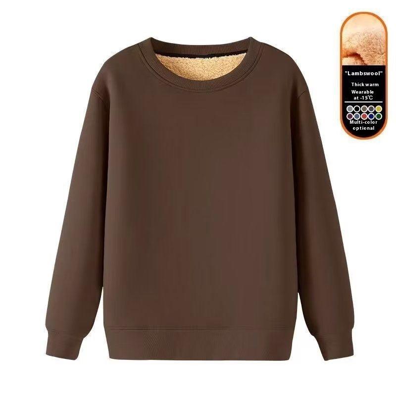 Men's Warm Lambskin Round Neck Hoodie - WOMONA.COM