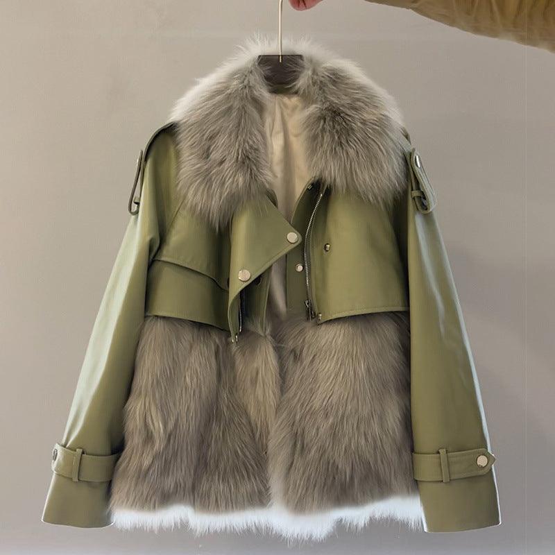 Women's Fashion Personality Stitching Fur Coat - WOMONA.COM