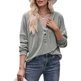 V-neck Drawstring Pullover Sweatshirt Women Tops - WOMONA.COM