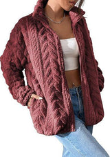 Cardigan Stehkragen Polar Fleece Jacke