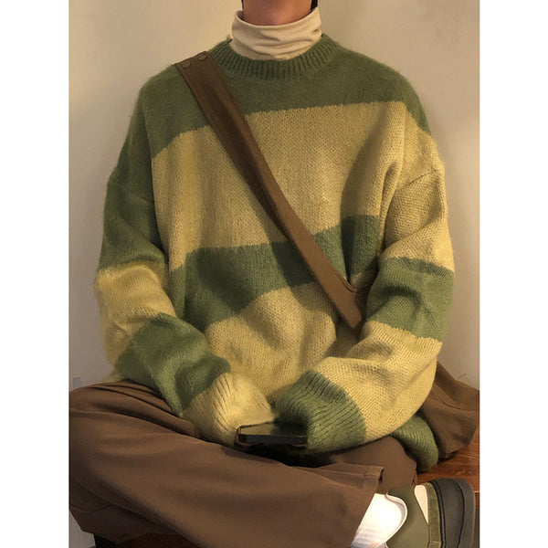 Autumn And Winter Loose American Retro Contrast Color Knitwear