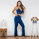 Zipper Push Up Top Middle Waist Flare Jeans - WOMONA.COM