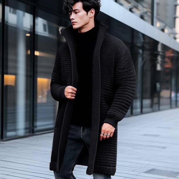 Men's Solid Colour Mid-Length Cardigan