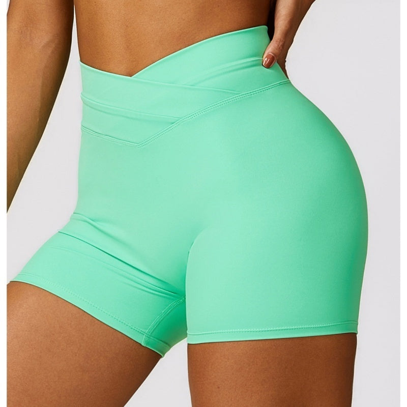 Skinny Hip Raise Yoga Shorts Brushed Cross High-waisted Trousers