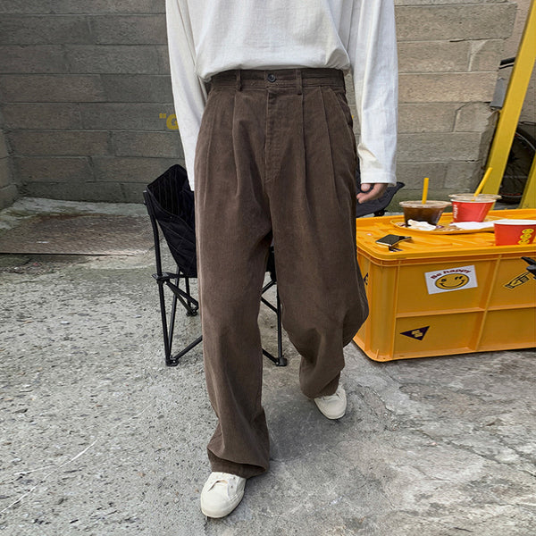 Vintage Corduroy Casual Pants For Men Korean Version - WOMONA.COM