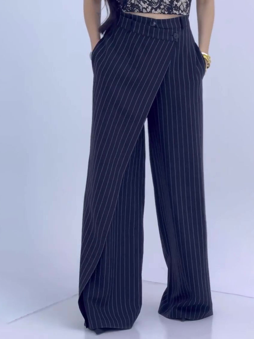High-Waisted Striped Wide-Leg Pants – product image 1