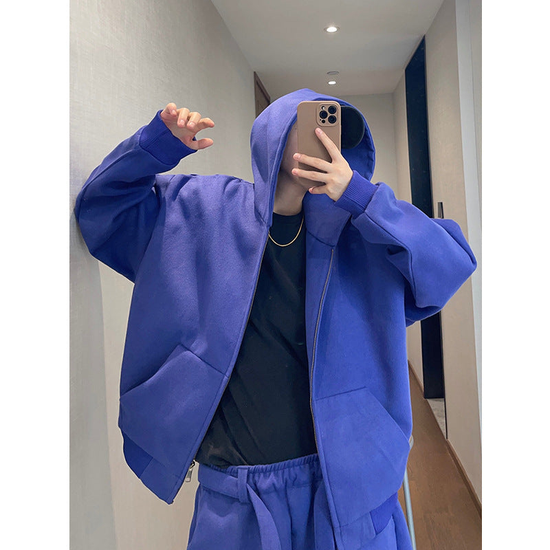 Men's Blue-Purple Hooded Zip Jacket, Blue And Purple - product view 2