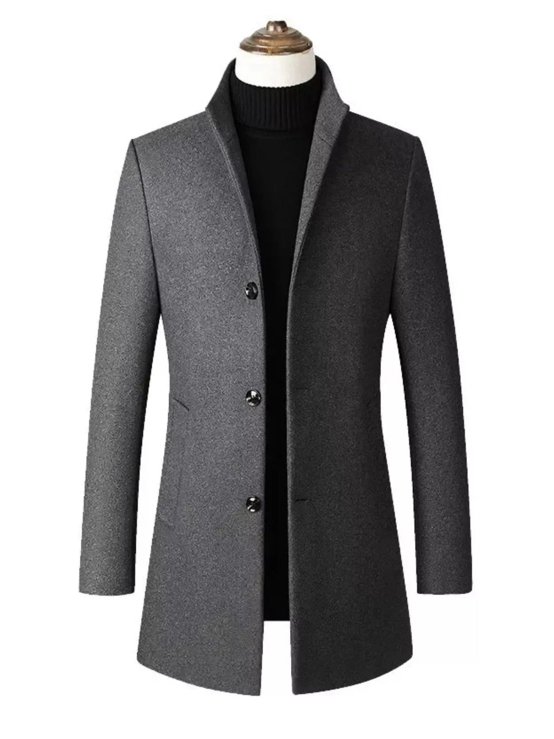 Men's Plus Size Slim-Fit Stand Collar Overcoat