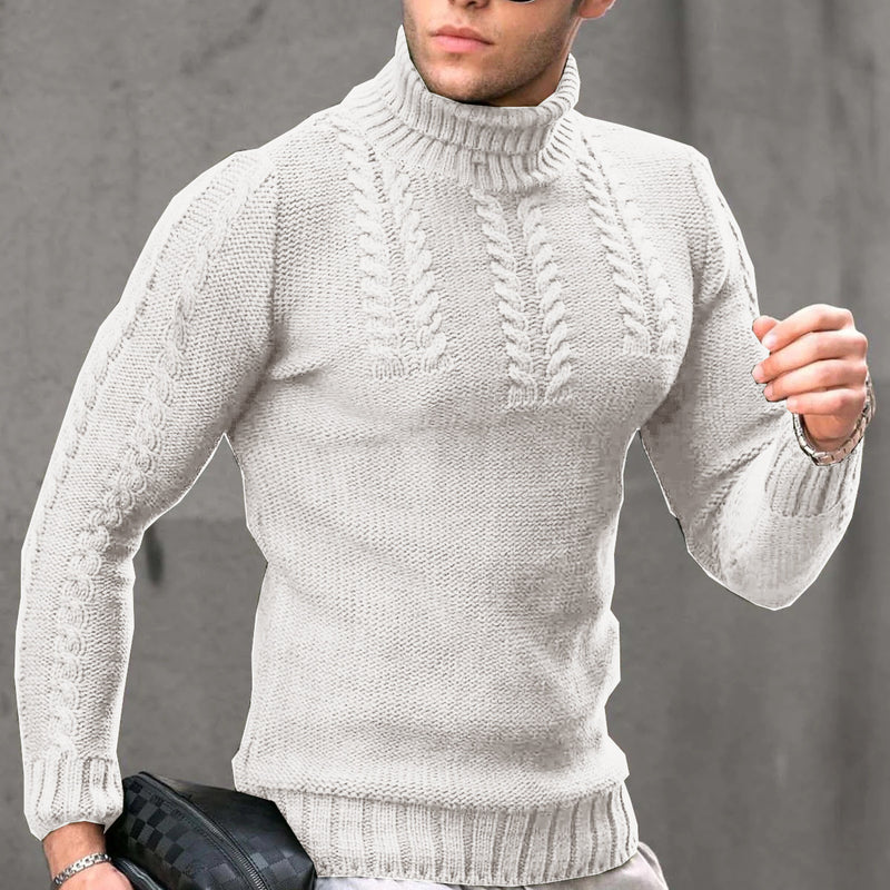 Men's Turtleneck Twisted Long-sleeved Sweater - WOMONA.COM