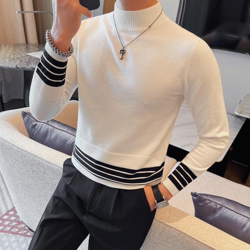 Spring And Autumn Men's Half Turtleneck Casual Sweater - WOMONA.COM