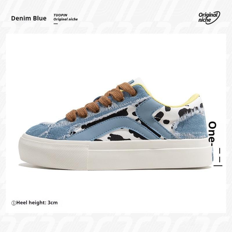 Women's Retro Cow Casual All-match White Shoes - WOMONA.COM