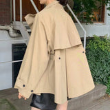 Retro Loose Long Sleeve Short Trench Coat Women - WOMONA.COM