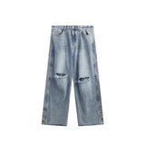 Men's Wear Ripped Washed Wide-leg Jeans - WOMONA.COM