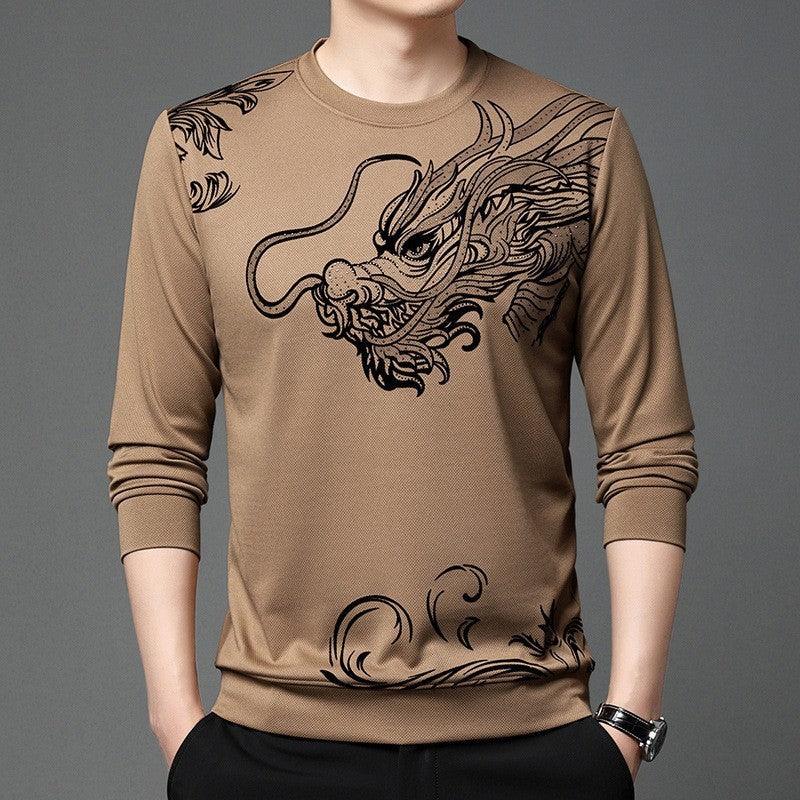 Round Neck Flocking Casual T-shirt Men - WOMONA.COM