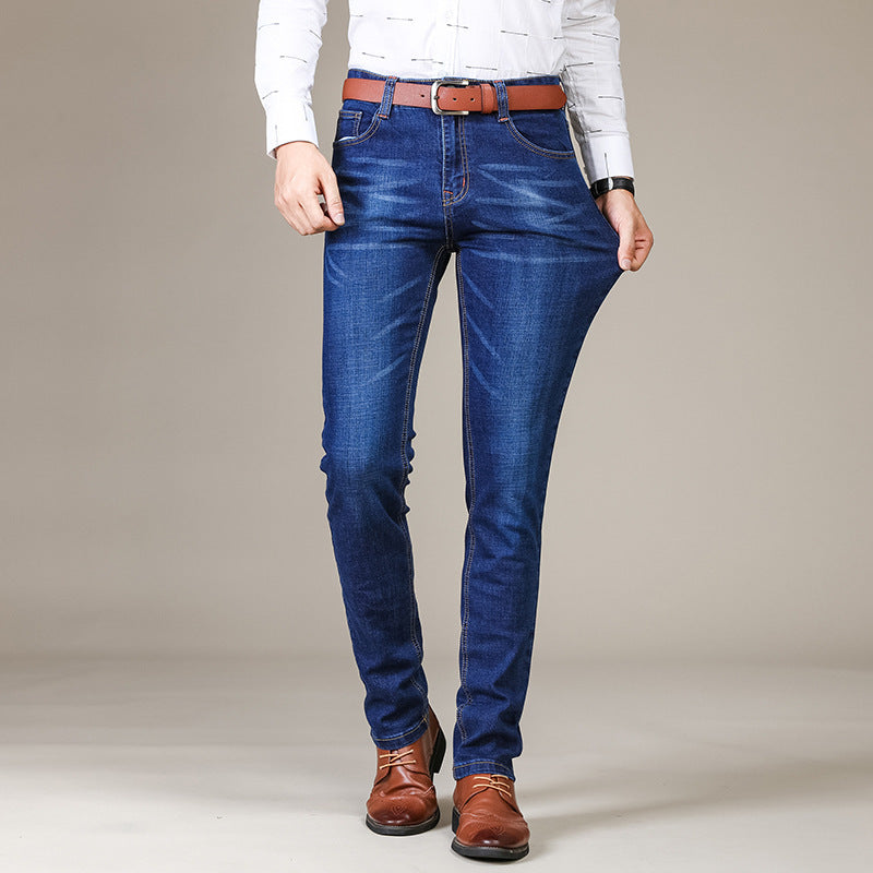 Men's Stretch Slim Straight Business Casual Jeans - WOMONA.COM