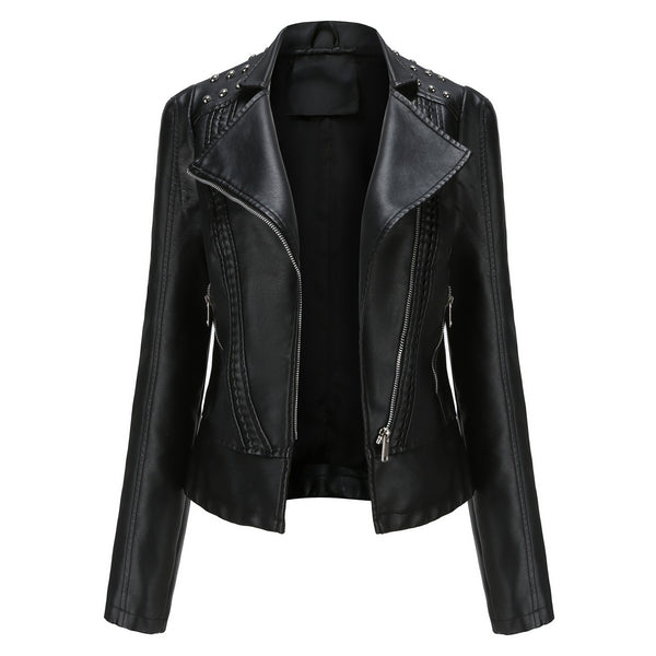 Women's Leather Jacket Slim Thin Small Coat - WOMONA.COM