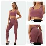 2PCS Seamless Yoga Set Women Tracksuit High Waist Leggings - WOMONA.COM