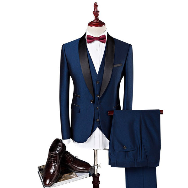 3 Pieces Set Men Wedding Suits Groom Tuxedos - WOMONA.COM