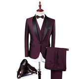 3 Pieces Set Men Wedding Suits Groom Tuxedos - WOMONA.COM