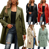 Women's Double Breasted Fashion Casual Trench Coat - WOMONA.COM