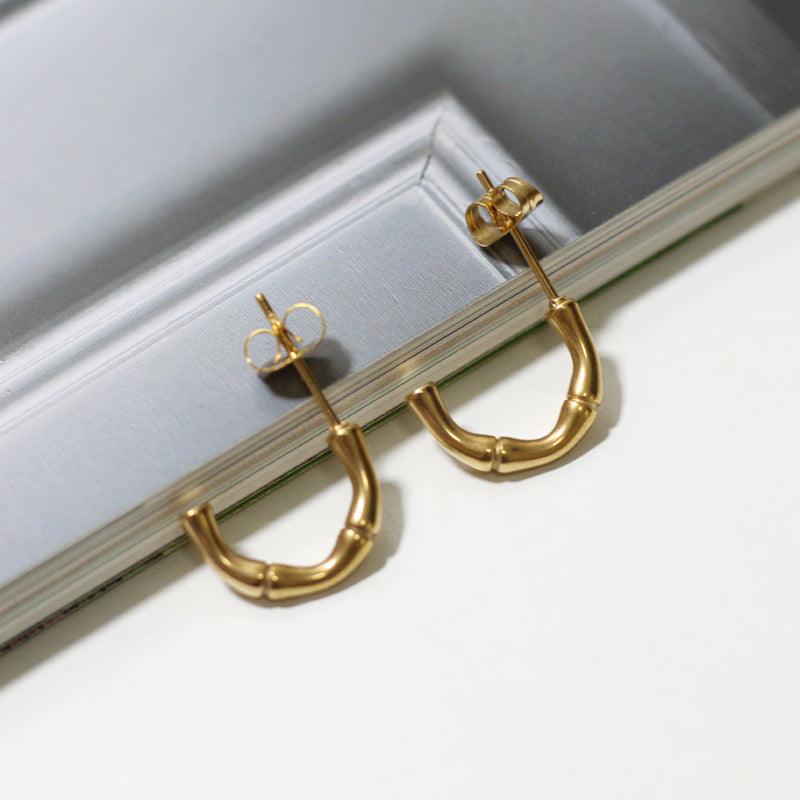 Gold-Tone Bamboo Stud Earrings