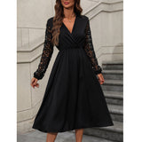 Lace High Waist Slimming Elegant Long Dress - WOMONA.COM