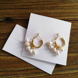 Pearl tassel simple earrings - WOMONA.COM